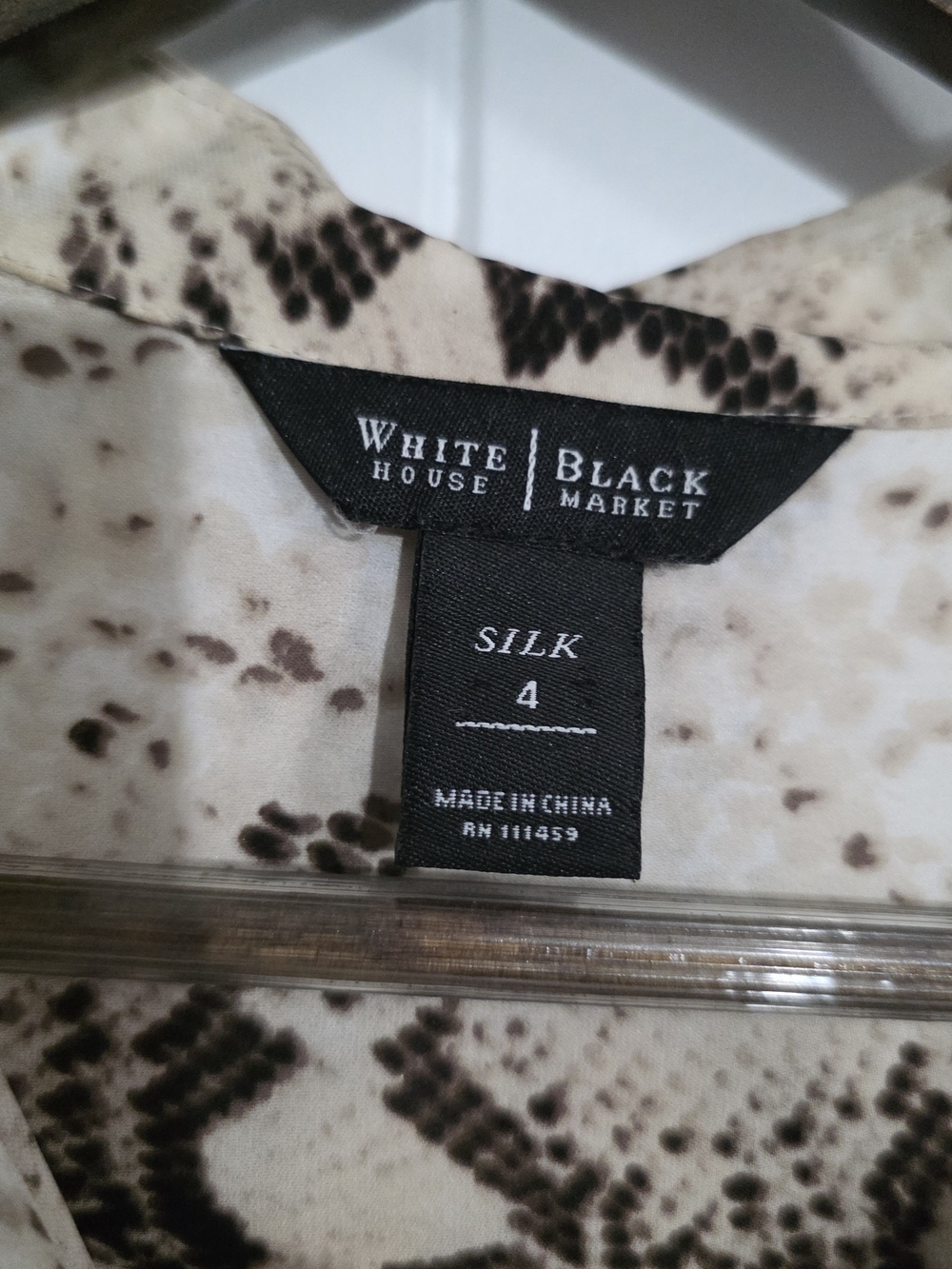 White House Black Market 100% Silk Snakeskin Print Blouse Size 4 - Picture 3 of 11